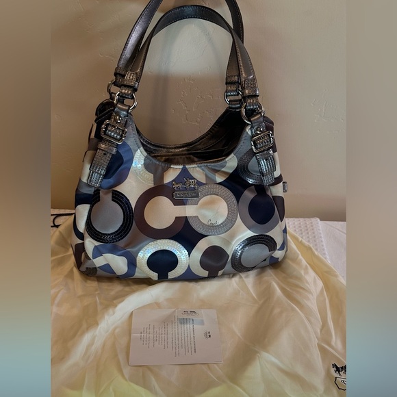 Coach Madison Scarf Print Sequin Shoulder Bag - Picture 2 of 11